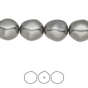 Pearl 10pk dark grey, Crystal Passions® 12x11mm baroque round 5841