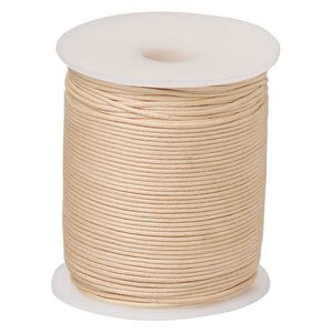 Cord, waxed cotton, peach, 1mm, 20-pound test. Sold per 100-meter spool.
