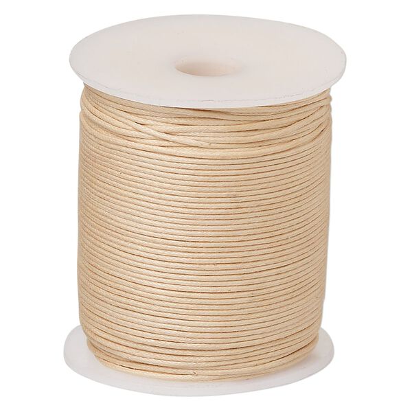 Cord, waxed cotton, peach, 1mm, 20-pound test. Sold per 100-meter spool. image number 0