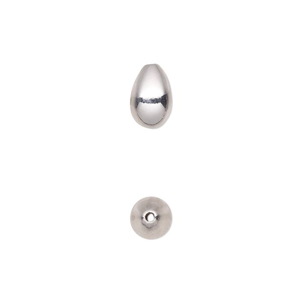 Bead, sterling silver, 9.5x6mm teardrop. Sold individually. image number 0