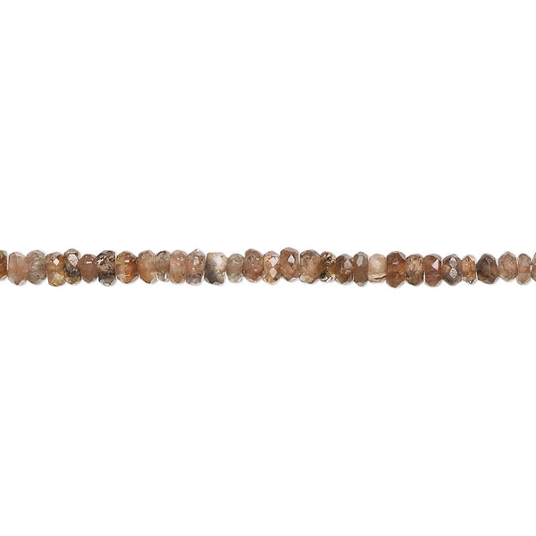 Bead, andalusite (natural), 2x1mm-3x2mm hand-cut faceted rondelle with 0.4-1.4mm hole, B- grade, Mohs hardness 7 to 7-1/2. Sold per 13-inch strand, approximately 210 beads. image number 0