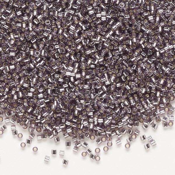 Seed bead, Delica®, glass, pkg/250g, #15 round, transparent silver-lined amethyst purple (DBS-1205). image number 0