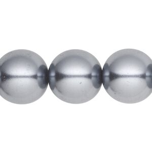 Bead, crystal pearl, pewter, 16mm round. Sold per 15-1/2" to 16" strand, approximately 25 beads.