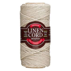 Cord, Hemptique®, linen, natural, 1.75mm 4-ply, 20-pound test. Sold per 205-foot spool.