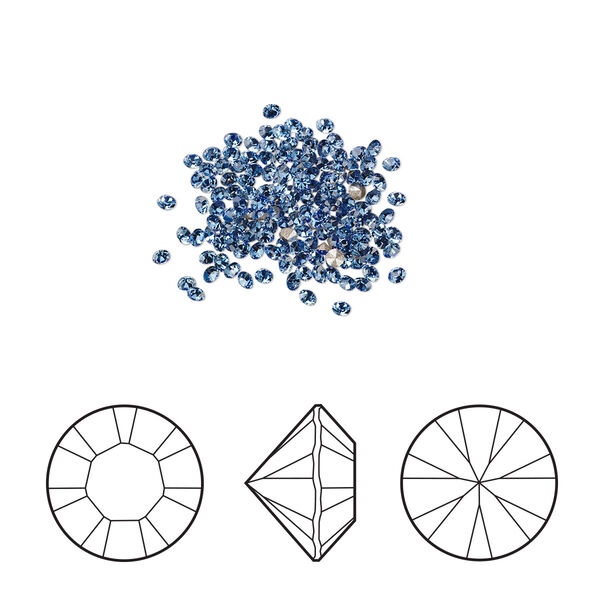 Chaton 12pk sapphire foil back, Crystal Passions® 1.3-1.35mm round PP6 1028 image number 0