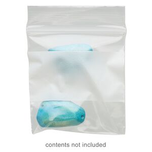 Bag, Tite-Lip™, plastic, clear and white, 2-inch top zip with block. Sold per pkg of 100.