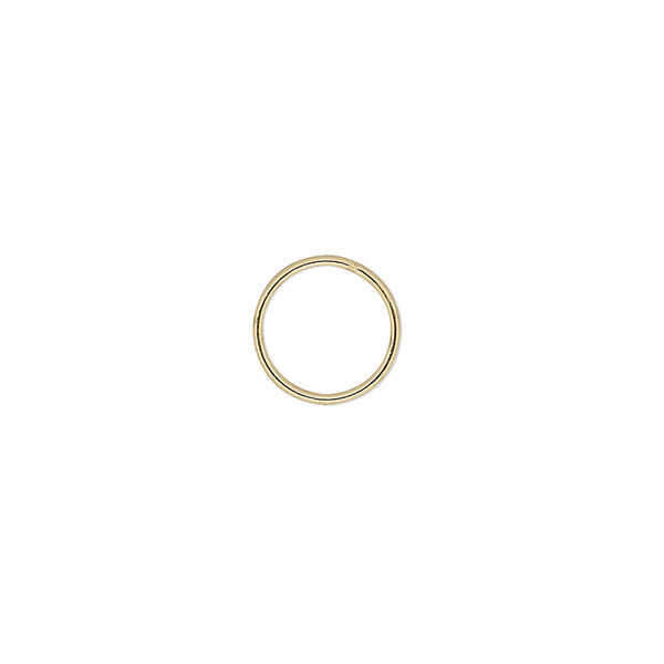 Jump ring, gold-plated brass, 10mm soldered round, 8.3mm inside diameter, 20 gauge. Sold per pkg of 100. image number 0