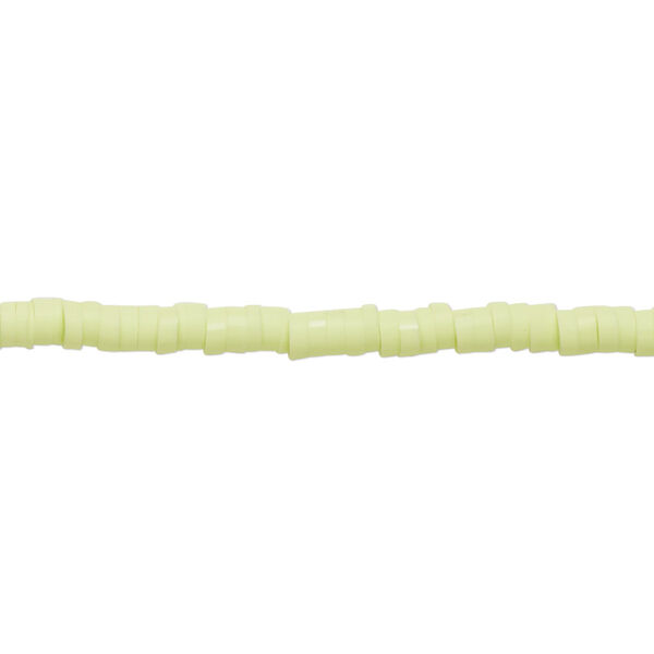 Bead, polymer clay, opaque light green, 3x1mm heishi. Sold per pkg of (2) 15-1/2" to 16" strands. image number 0