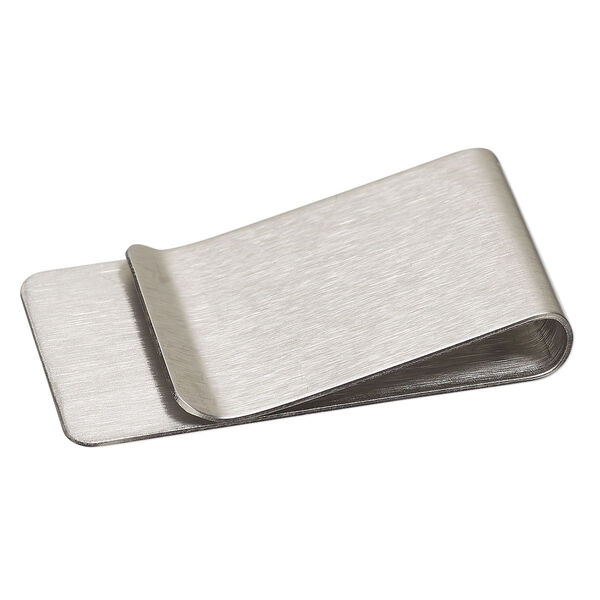 Money clip, stainless steel, 2x1-inch rectangle. Sold individually. image number 0