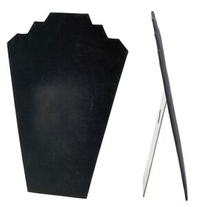 Display, necklace, velvet, black, 12-1/2 x 8-1/4 x 4-3/4 inches easel. Sold individually.
