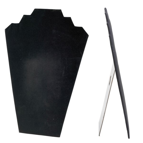 Display, necklace, velvet, black, 12-1/2 x 8-1/4 x 4-3/4 inches easel. Sold individually. image number 0