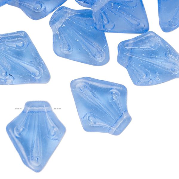 Bead, glass, transparent blue, 19x15mm kite. Sold per pkg of 50. image number 0