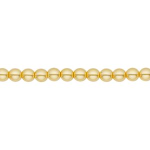 Bead, Czech pearl-coated glass druk, opaque yellow, 4mm round. Sold per 15-1/2" to 16" strand.