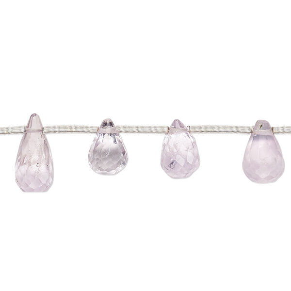 Bead, lavender amethyst (natural), 9x5mm-12x6mm hand-cut top-drilled faceted teardrop with 0.4-1.4mm hole, C grade, Mohs hardness 7. Sold per pkg of 17. image number 0