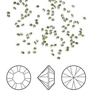 Chaton 12pk peridot foil back, Crystal Passions® Regenerated 1.5-1.6mm round PP9 1028