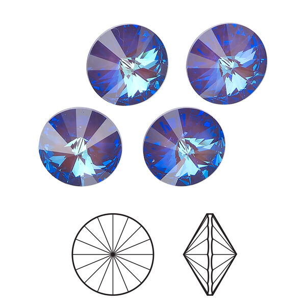 Chaton 12pk crystal ultra purple AB, Crystal Passions® 12mm rivoli 1122 image number 0