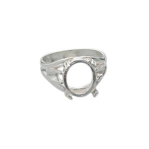 Ring, sterling silver, branch band with 12x10mm 4-prong oval setting, size 8. Sold individually.