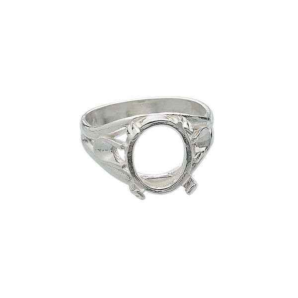 Ring, sterling silver, branch band with 12x10mm 4-prong oval setting, size 8. Sold individually. image number 0