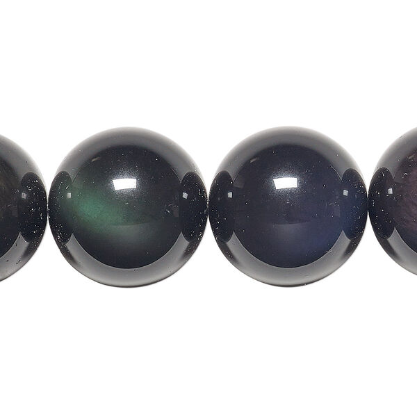 Rainbow obsidian 1pkg1, round bead natural B grade, 8 inch 18mm image number 0