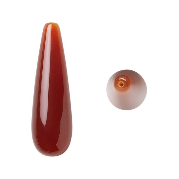 Carnelian 1pkg2, half-drilled teardrop bead 33x10mm image number 0