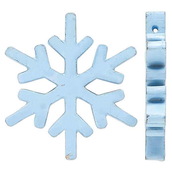 Focal, painted mango wood, sky blue, 38x33mm side-drilled snowflake. Sold per pkg of 2. image number 0