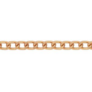 Chain 1pkg1 curb, 4mm, aluminum / anodized copper 5 foot unfinished