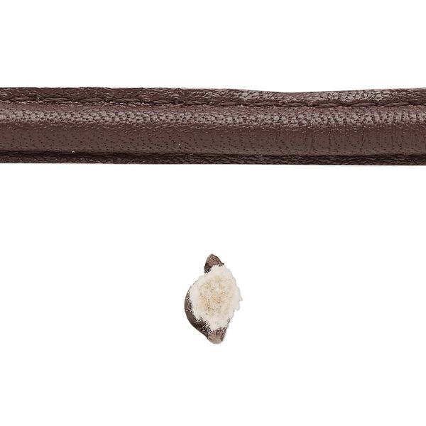 Cord, leather and cotton (dyed), brown, 7-8mm double-stitched flat. Sold per 1-yard section. image number 0