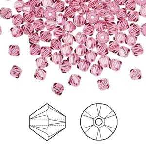 Bead 48pk rose, Crystal Passions® 4mm bicone 5328