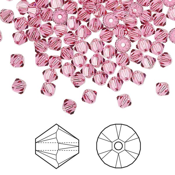 Bead 48pk rose, Crystal Passions® 4mm bicone 5328 image number 0