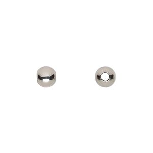 Bead, stainless steel, 6mm round. Sold per pkg of 10.