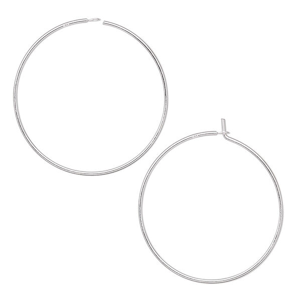 Earring, sterling silver, 31mm round hoop. Sold per pkg of 5 pairs. image number 0
