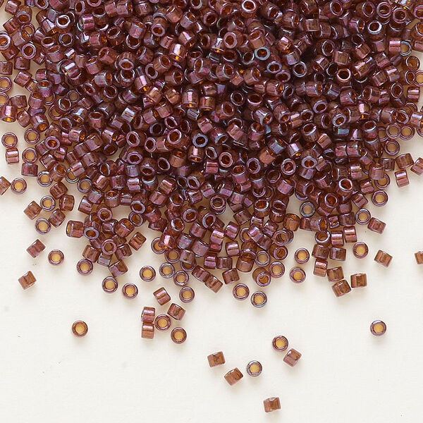 Seed bead, Delica®, glass, pkg/7.5g, #11 round, translucent gold luster mulberry (DB-0129). image number 0