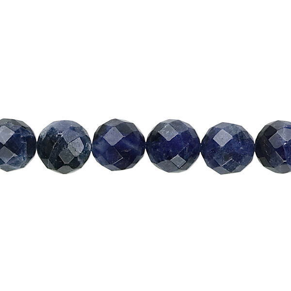 Bead, sodalite (natural), 8mm faceted round, B grade, Mohs hardness 5 to 6. Sold per 15-1/2" to 16" strand. image number 0