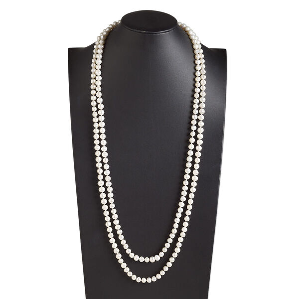 Pearl, White Lotus™, cultured freshwater (bleached), white, 8-9mm semi-round, C grade, Mohs hardness 2-1/2 to 4. Sold per 72-inch strand. image number 0
