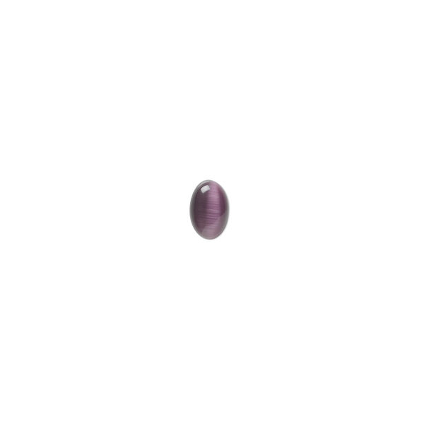 Cabochon, cat's eye glass (fiber optic glass), purple, 6x4mm calibrated oval, quality grade. Sold per pkg of 10. image number 0