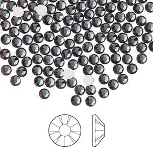 Flat back 1440pk light graphite foil back, Preciosa MAXIMA Czech crystal hotfix rhinestone 3-3.2mm chaton rose round SS12
