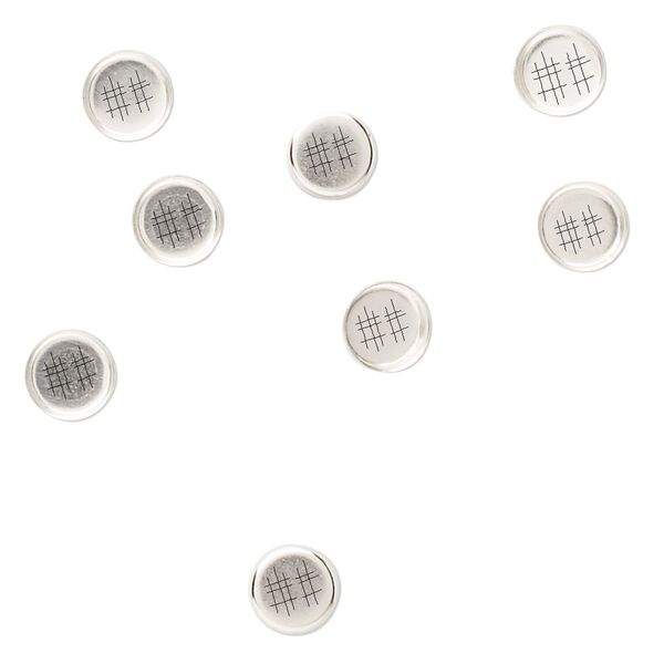 Bezel cup, sterling silver, solid back, 6mm round. Sold per pkg of 10. image number 0