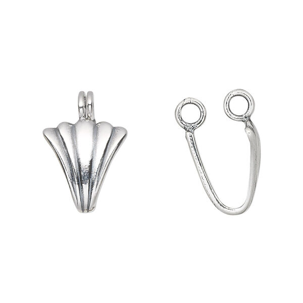 Bail, JBB Findings, donut, antiqued sterling silver, 17x12mm shell, 10x3mm grip length. Sold individually. image number 0