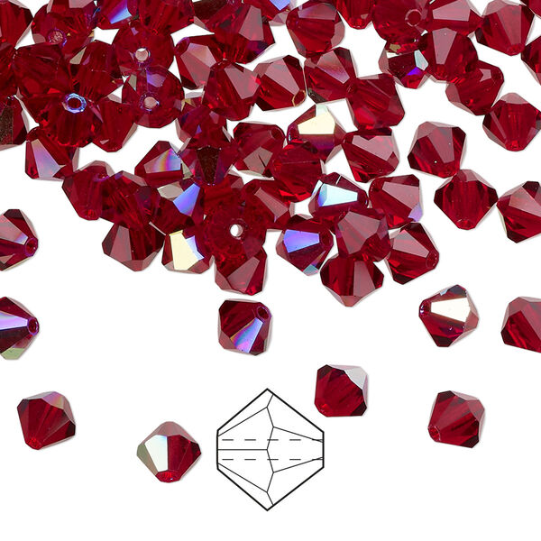 Bead 24pk Siam AB, Preciosa Czech crystal 5mm bicone image number 0