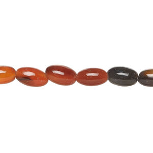 Red agate / black agate 1pkg1, oval bead, 15 inch 9x5mm-10x6mm