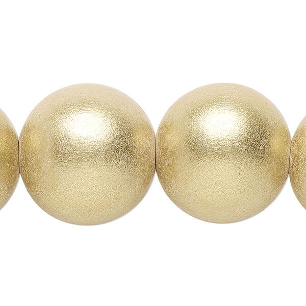 Taiwanese cheesewood 1pkg1, hand-cut painted round bead 15.5-16 inch frosted yellow gold 20mm image number 0