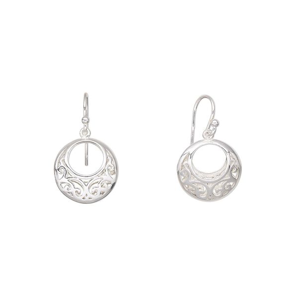 Earring, Create Compliments®, sterling silver, 28.5mm fancy go-go with fishhook ear wire. Sold per pair. image number 0