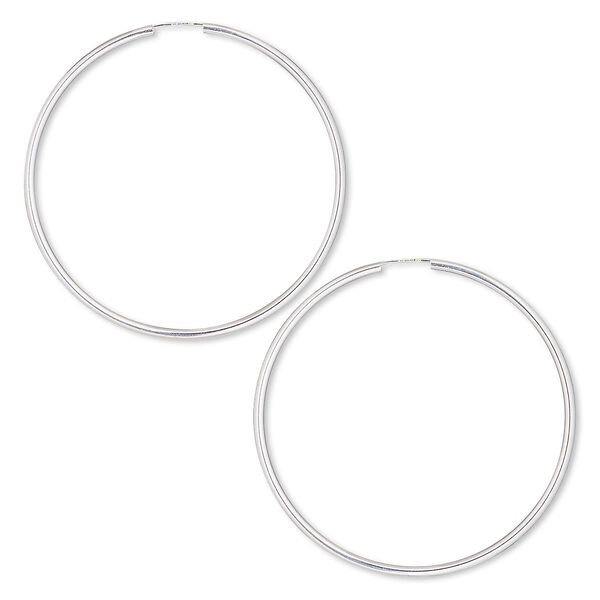 Earring, sterling silver-filled, 65mm round hoop with endless-loop closure. Sold per pair. image number 0