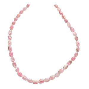Rhodochrosite 1pkg1, hand-cut flat oval bead natural 15.5-16 inch graduated 8x6mm-12x8.5mm