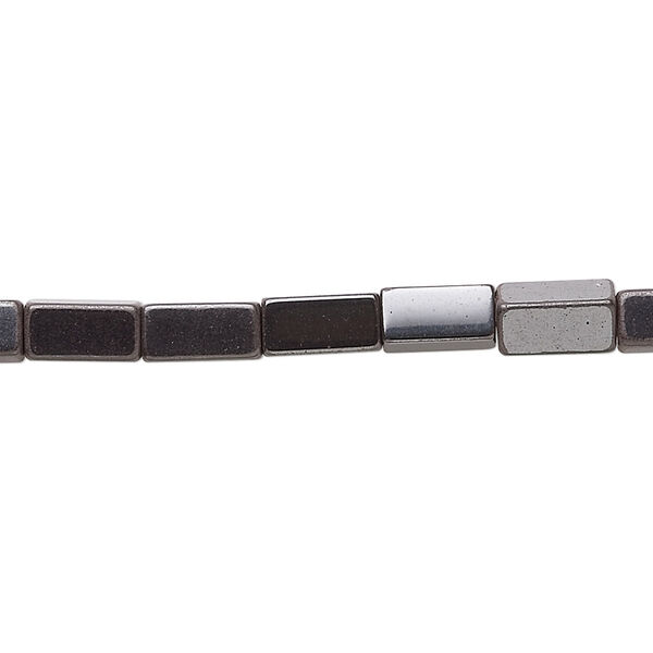 Bead, Hemalyke™ (man-made), magnetic, 8x4mm square tube. Sold per 15-1/2" to 16" strand. image number 0