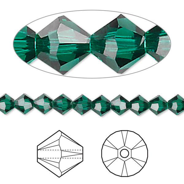 Bead 720pk emerald, Swarovski® 5mm XILION bicone 5328 image number 0