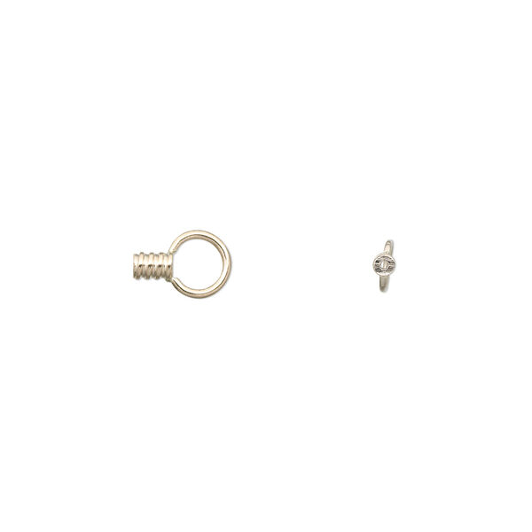 Crimp end, 14Kt white gold, 3x2mm tube with loop, 0.75mm inside diameter. Sold per pkg of 2. image number 0