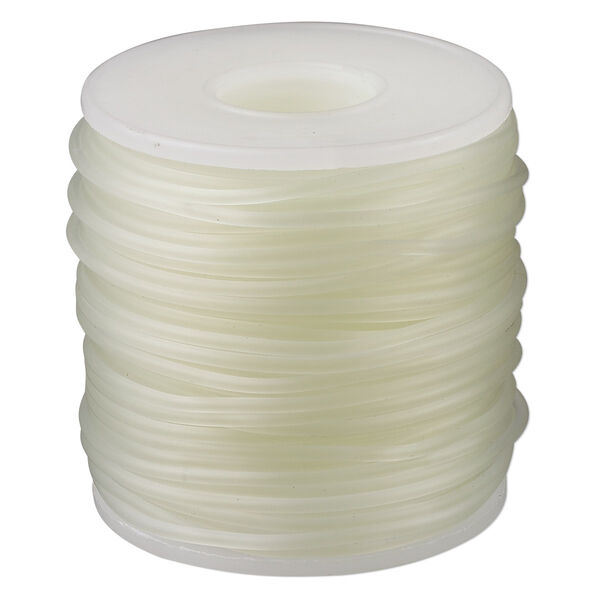 Cord, synthetic rubber, semi-clear, 2mm round. Sold per pkg of 25 meters (82 feet). image number 0