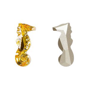Fancy stone 1pk sunflower foil back, Crystal Passions® 22x10mm seahorse 4046