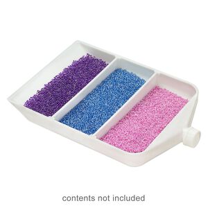 Funnel tray, plastic, white, pk/1, 8-1/5 x 6 x 1 inch rectangle with 11mm funnel tube and pop-off cap.
